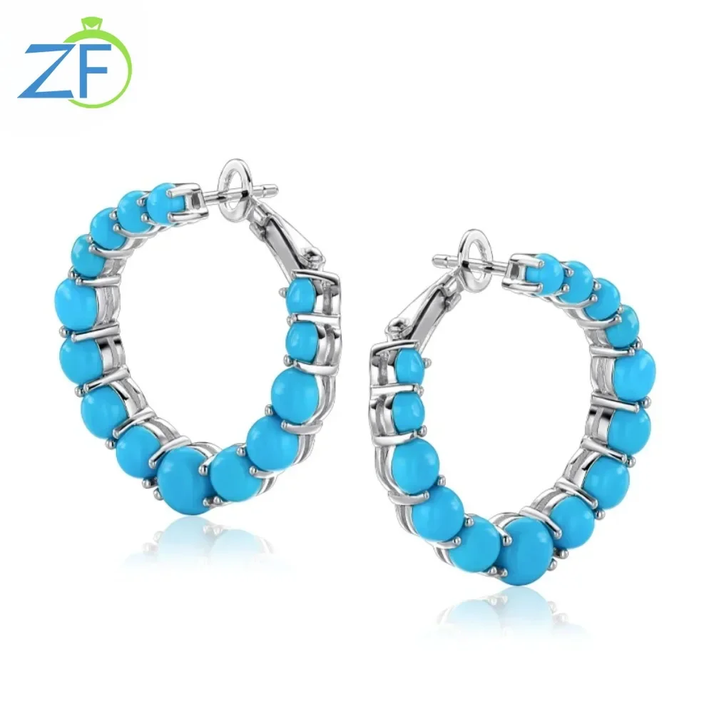 GZ ZONGFA Natural Turquoise Earrings Sterling Silver 925 for Women 13.5 Carats Clip Earrings Gem Earrings Fashion Fine Jewelry