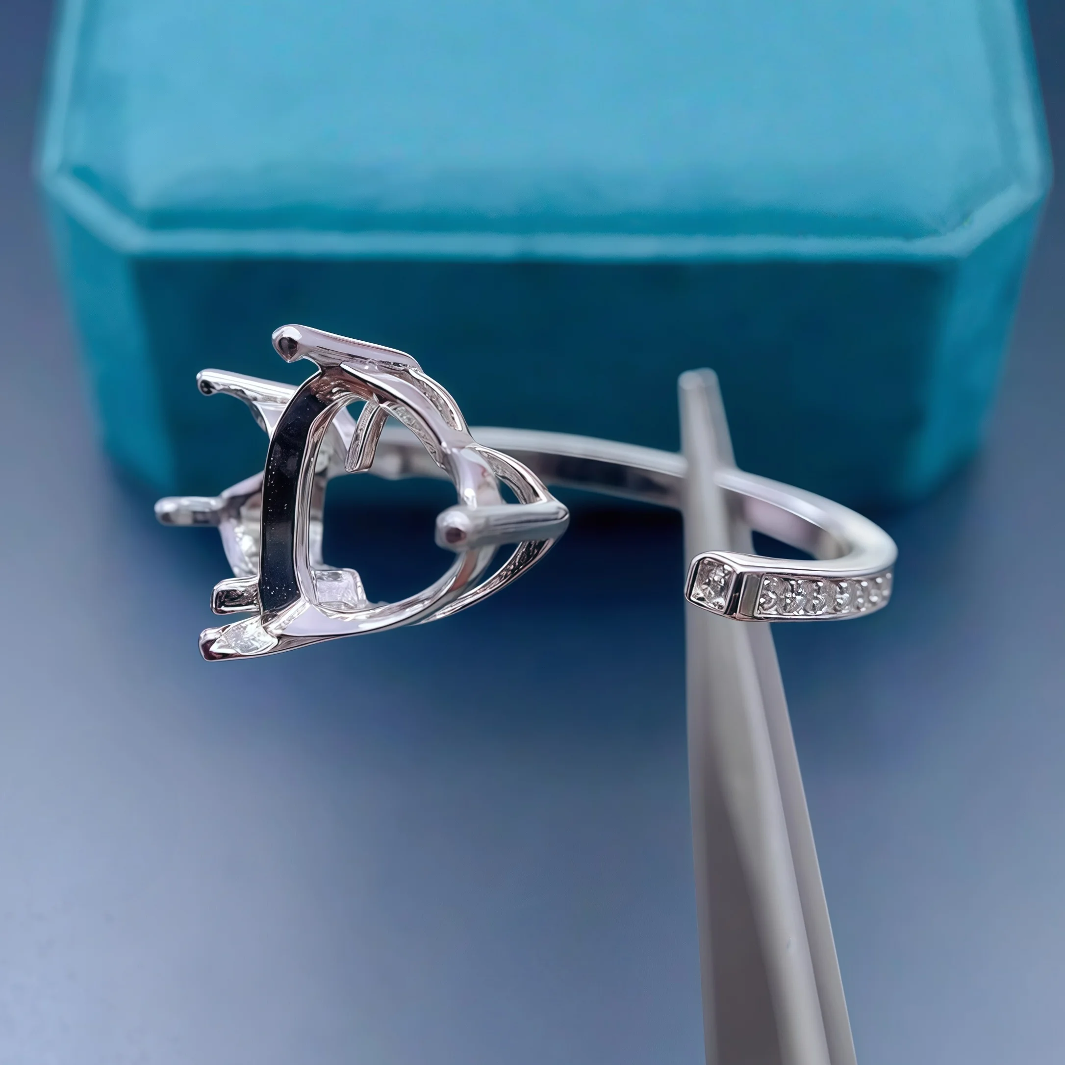 إعداد 6/8 مللي متر على شكل قلب حجر موضة لتقوم بها بنفسك حامل حلقة فارغة S925 فضة غرامة تصميم حلية الاتجاه مجوهرات للمرأة #3