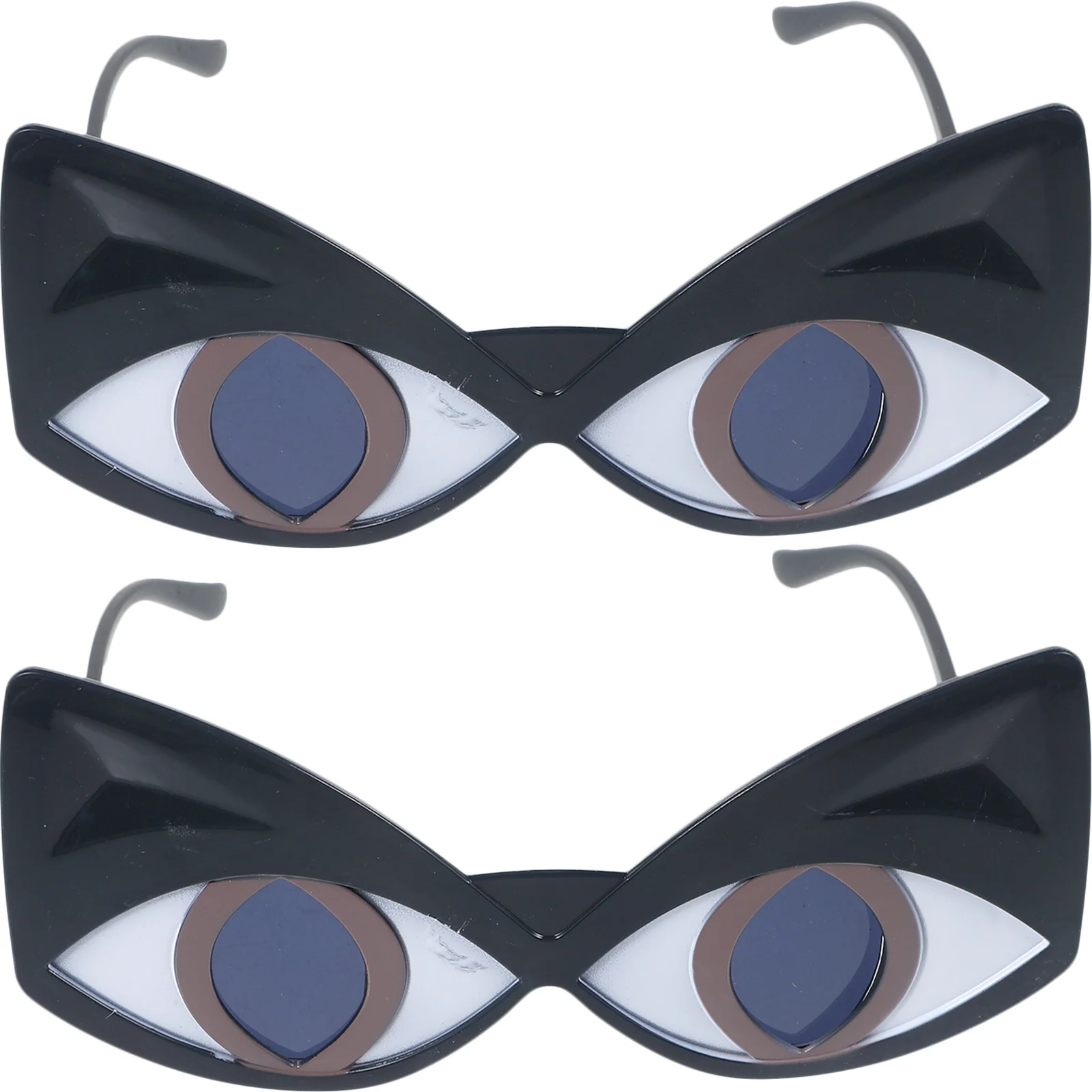 2Pairs عين القط النظارات الشمسية رواية متعة الدعائم الطرف أكثر من الحجم رائعتين شيك نظارات جذابة غير النظامية ظلال رائعتين النظارات الشمسية #5