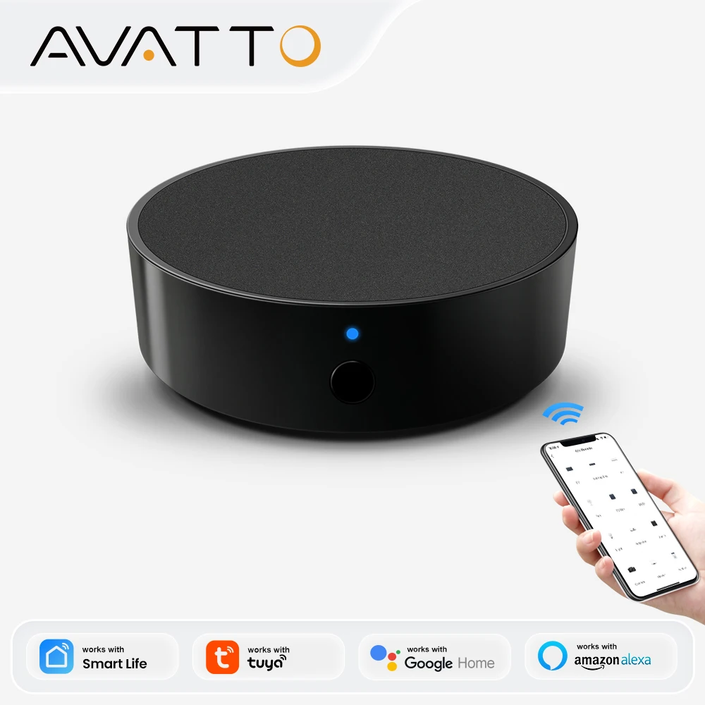 AVATTO Tuya WiFi IR Remoto para Ar Condicionado TV DVD AUD AC Controle Remoto Infravermelho Universal Funciona com Alexa, Google Home