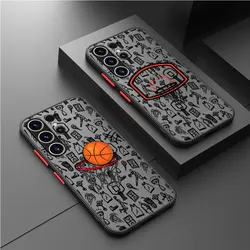 Basketball Art Case for Samsung Galaxy S22 Plus S20 FE S24 Ultra S21 S23 Ultra S23 FE S21 Plus Shockproof Matte Cases