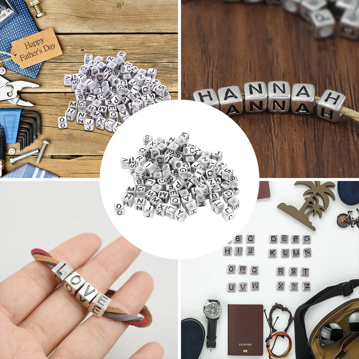 

300Pcs DIY Craft Beads Acrylic Letters Cube Waterproof No Fade Best Gift for Mother's Day Teacher's Day Plastic Letter Beads