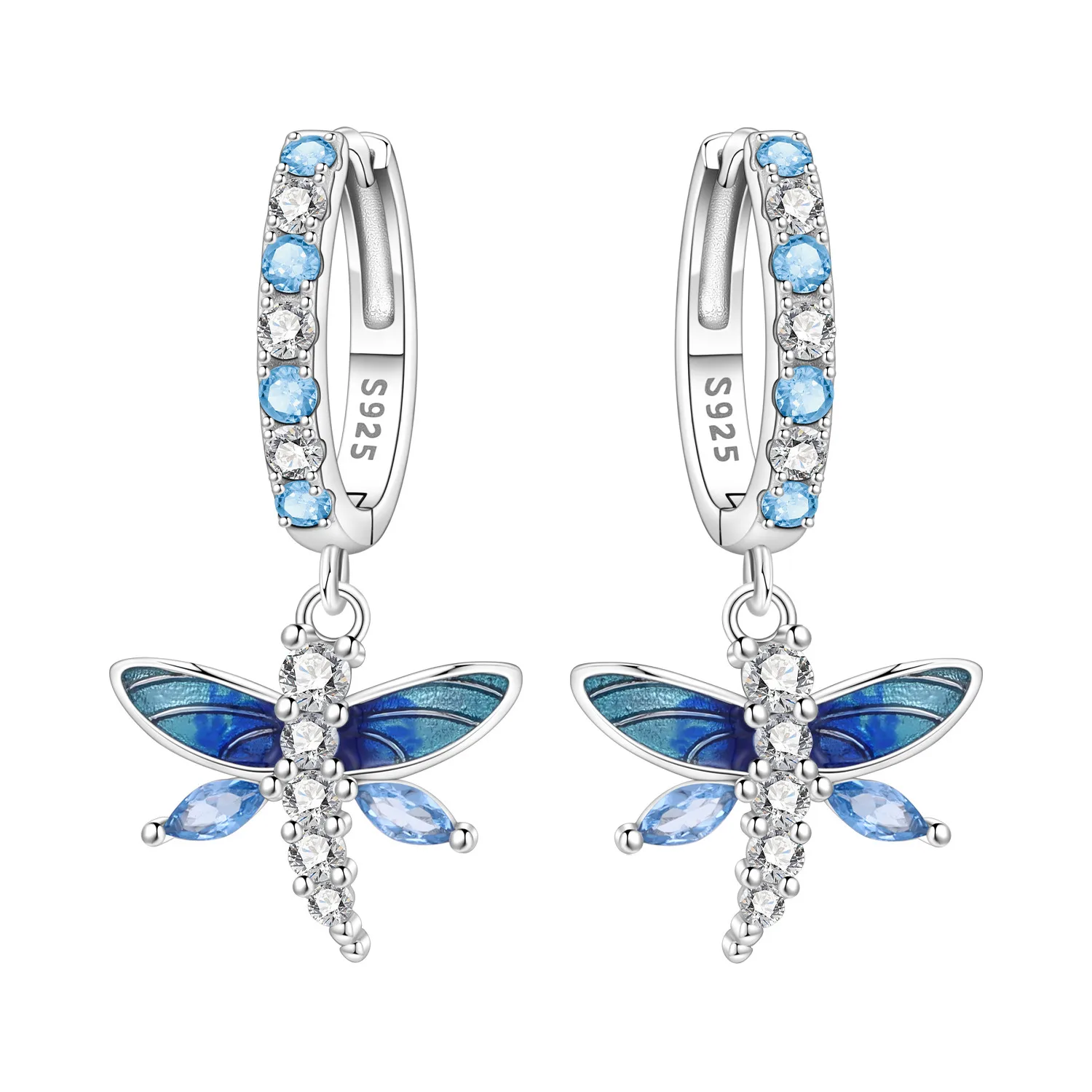 

Orstarry стерлингового серебра 925 пробы, синий циркон, серьги-капли со стрекозой, женские серьги, очаровательные модные универсальные вечерние ювелирные изделия, подарки