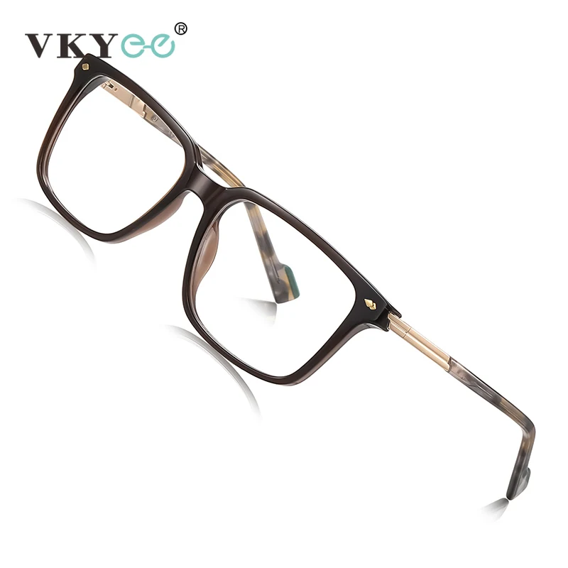 VKYEE Simple Classic Geometric Square Design Men's Anti-Blue Light Glasses Photochromic Customizable Prescription LS223