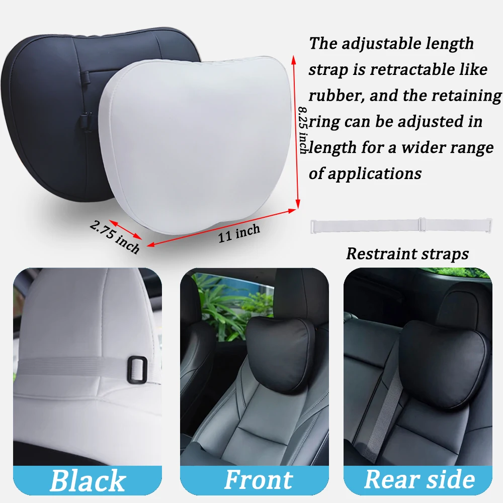 For Tesla Model 3 Y Juniper Flocking/Leather Car Seat Neck Pillow Soft Memory Neck Pillow High-Quality Headrest Lumbar Support