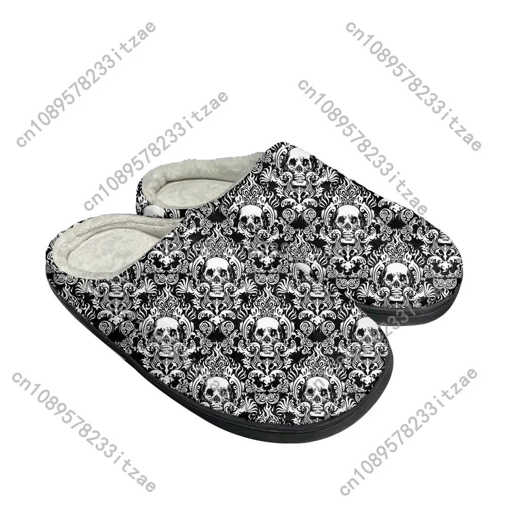Hot SKull PAisley Fashion Cotton Custom Slippers Mens Womens Teenager Plush Casual Keep Warm Shoes Thermal Comfortable Slipper