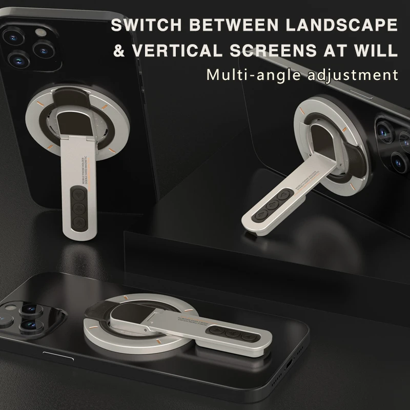Uchwyt na telefon 3 w 1 Magnetyczny Pierścień na Palec Dwustronny Magnetyczny 360 °   Przenośny stojak na telefon do iPhone'a MagSafe Nowość