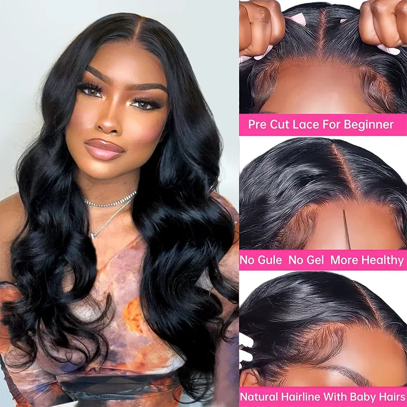 250% الكثافة الداعا الداعا عقدة شعر مستعار غلويليس الباروكات شعر الإنسان قبل قطعها قبل قطع 13x4 HD الدانتيل إغلاق الباروكات شعر الإنسان الجسم موجة الدانتيل