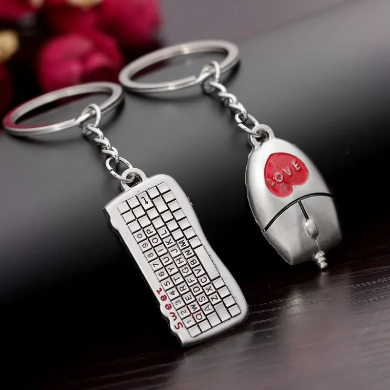 

1 pair Fashion Mouse And keyboard Pendant Keyring Keychain Keyfob Lover Gift New