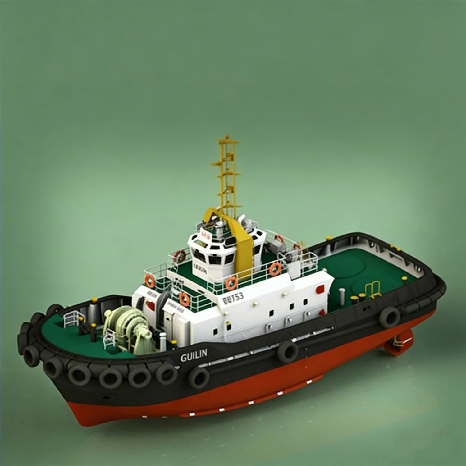 1/50 Scale RC Ships 48cm Guangzhou Class Remote Control Tugboat Dual Motor Driven RC Boat Model Kit Ship Toy