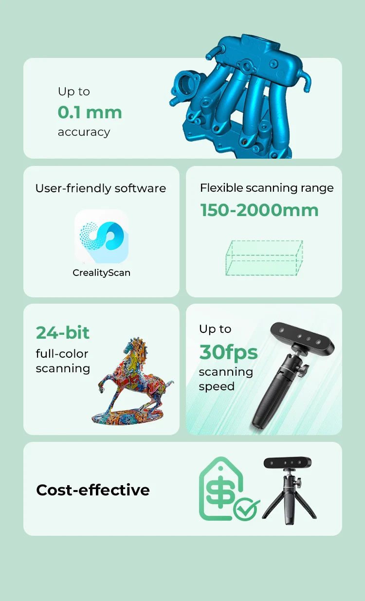 Creality Official CR-Scan Ferret SE Handheld 3D Scanner 30FPS 0.05mm Accuracy 24bit Full Color Scan For 3D Printing Win10/11