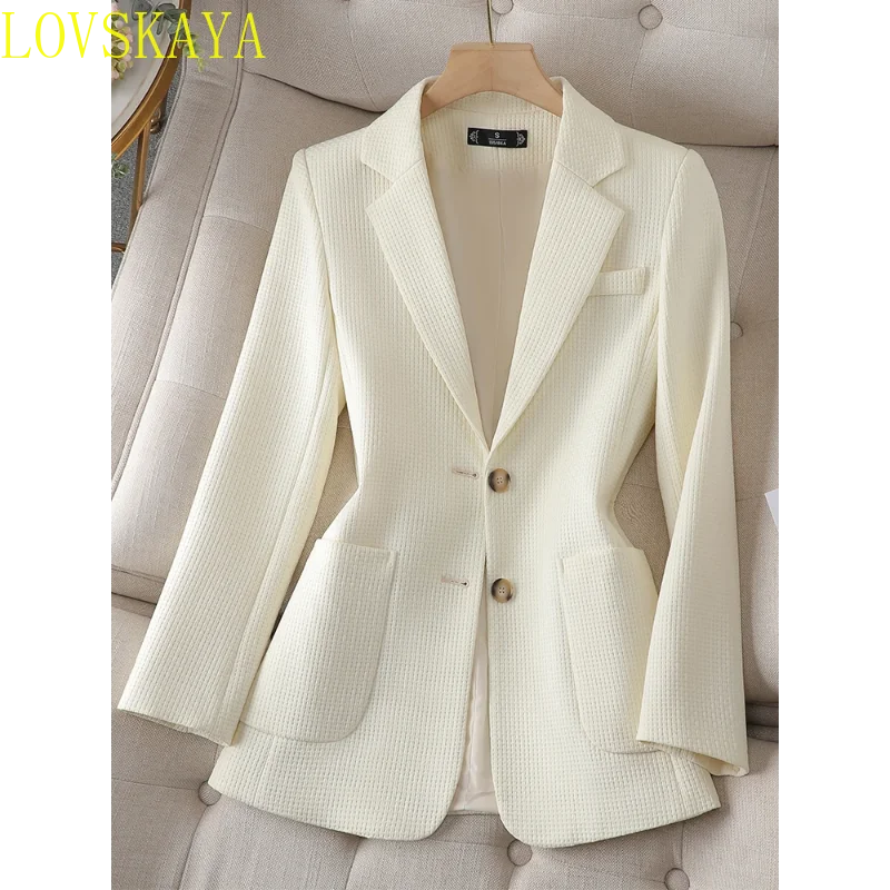 

Women Solid Blazer Coat Office Lady Green Black Beige Female Long Sleeve Single Breasted with Pocket Fashion Outwear Jacket Coat