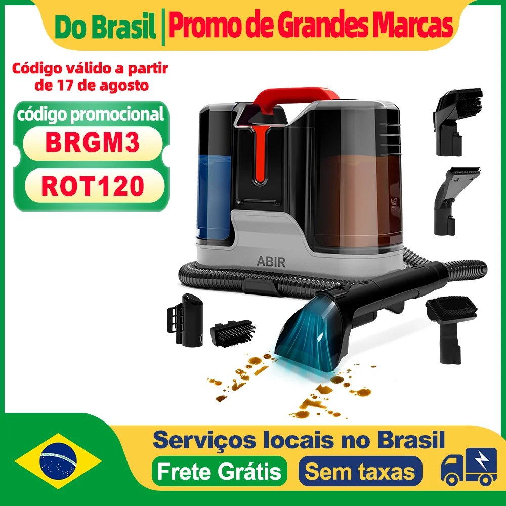 ABIR G80 Limpador de Carpete Portátil, Máquina de Limpeza de Manchas 15000PA, Aspirador de Úmido e Seco para Casa: Sofás, Carpete, Interior de Carro, Limpeza de Tecidos para Camas de Animais com Tampa Autolimpante