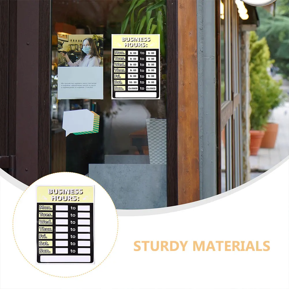 

Erasable PVC Business Hours Sign 06# Plate 011 Number Style Thicken Anti UV Store Open Closed Signs for Glass Door