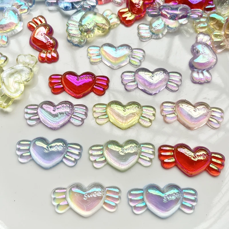 12 pieces/batch of ab color heart shaped and wing shaped DIY Rhinestone scrapbooks for DIY jewelry making crystal accessories