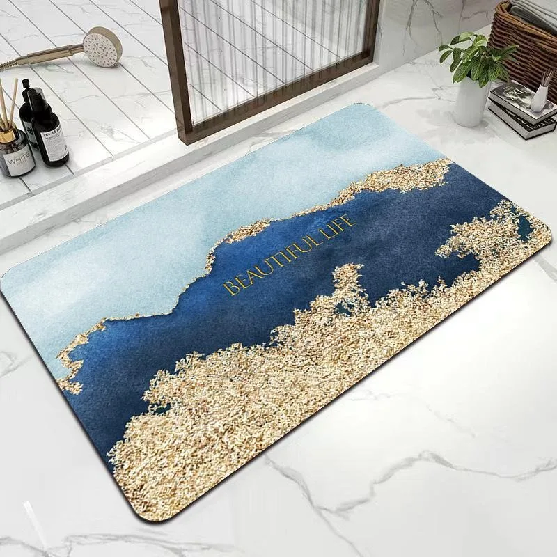 Marble Pattern Bathroom Absorbent Floor Mat Home Decoration Room Door Mat Bedroom Living Room Entrance Entrance Carpet