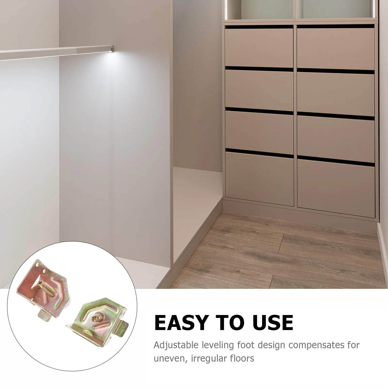 

2Pcs Adjustable Furniture Leveling Feet Heavy Duty Cabinet Wardrobe Leg Leveler Corner Support Pads Wardrobe Level Feet