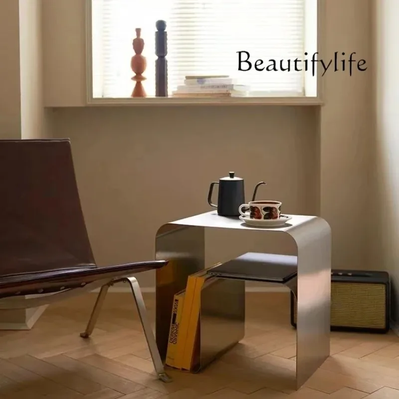 NEW qU Stainless steel sofa edge small apartment corner few simple living room bedroom bedside table small coffee table