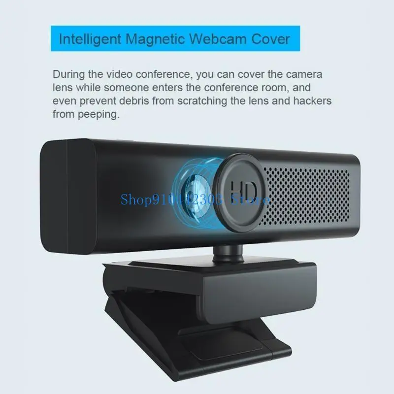 652F 3-in-1 Webcam 1080P USB WebCam for w/ Mic Speaker Laptop Video Call Noise Reduct