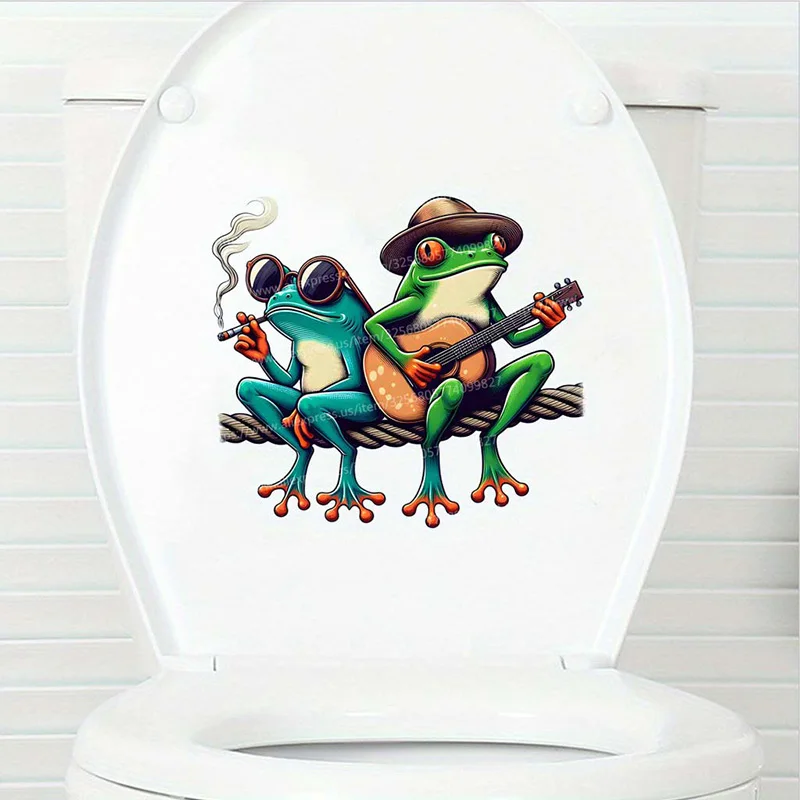 Funny Frog Toilet Lid Decal-Bathroom Wall Sticker Self-Adhesive Home Decor For Windows Fridges & Washing Machines S132