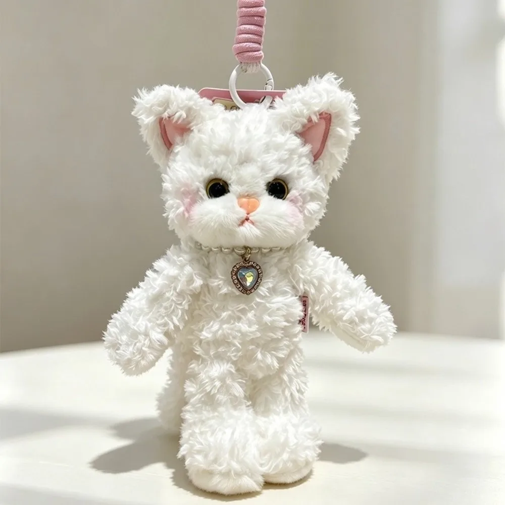 Cute Soft Cat Plush Keychain Curly German Cat Cartoon Stuffed Bag Charm Adorable Animal Shape Fluffy Ornament Party Favor