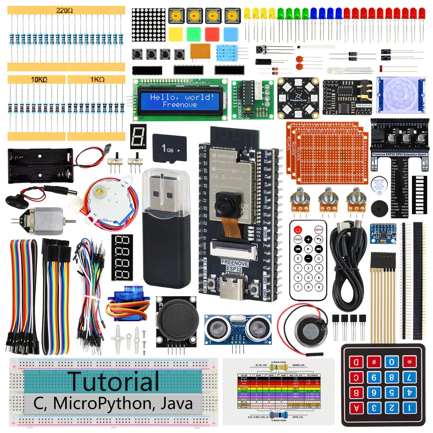 Freenove ESP32 Camera Kit Ultimate Starter Kit, Onboard WiFi+BT, Python C Java Code, 795-Page Tutorial, 122 Projects, 240 Items