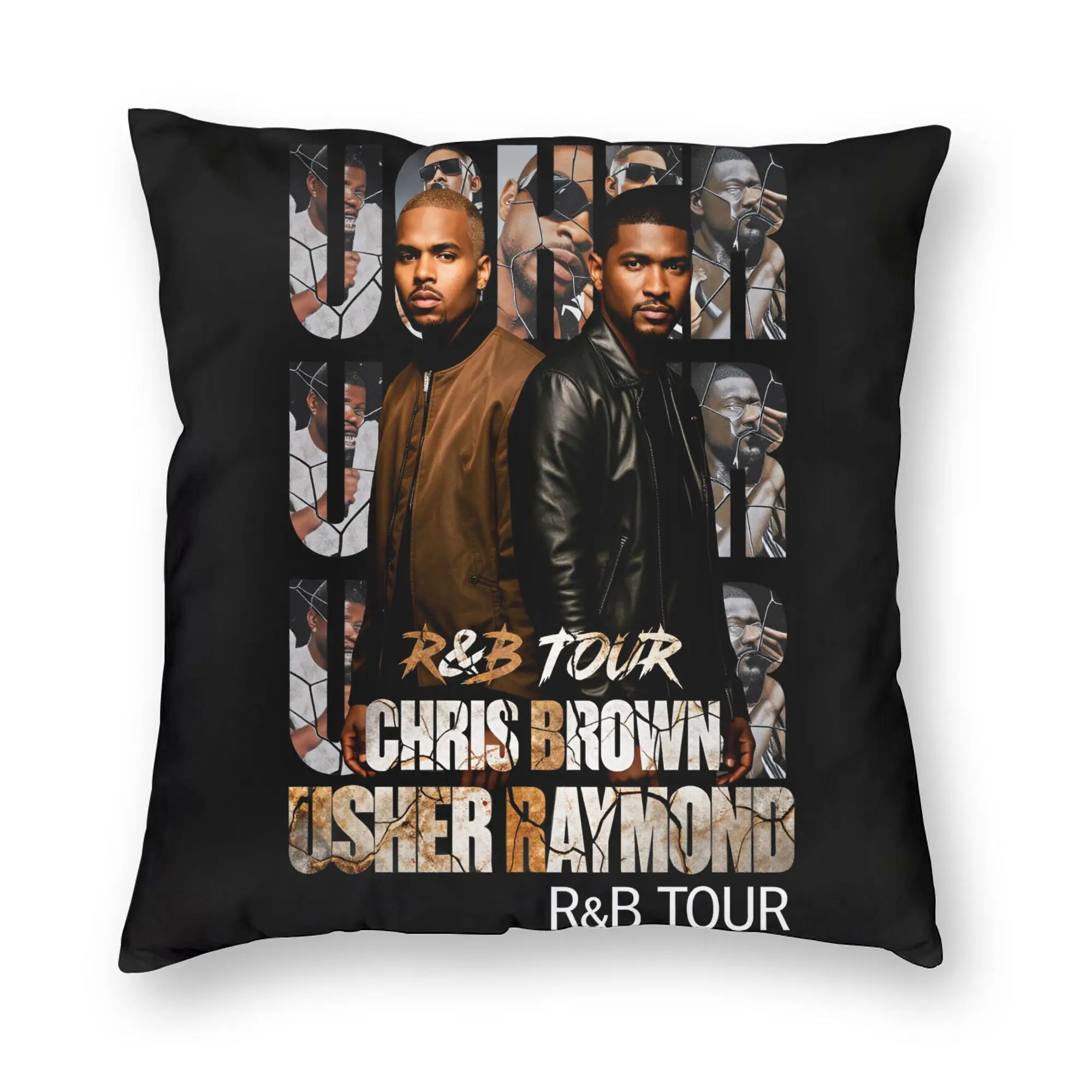 Chris Brown And Usher The Rb Tour Pillowcases  Raymond And Brown Novelty Pillow Case For Couch Sofa Bedroom Comfy Pillow Cover