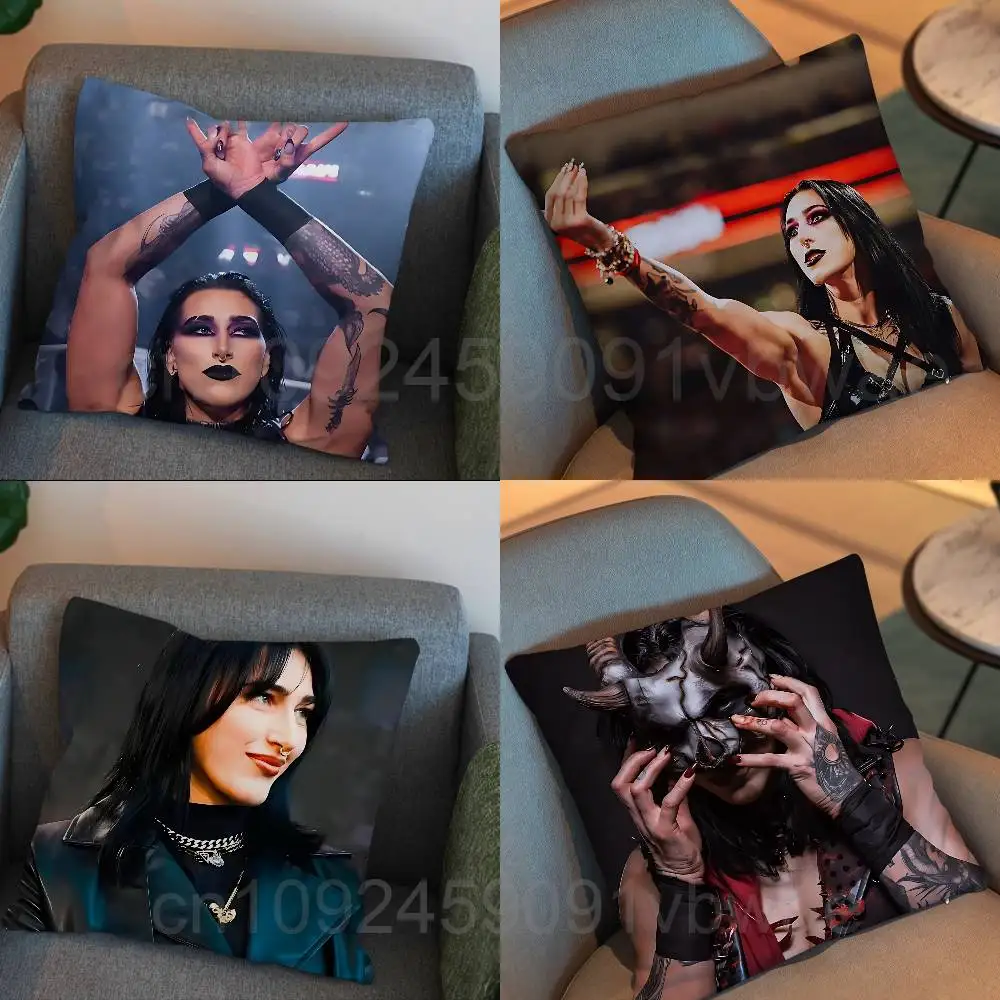 Mami black Rhea Ripley Pillow Case Pillow Case Living Room Sofa Cushion Cover Suitable For Home Bedroom Room Decoration