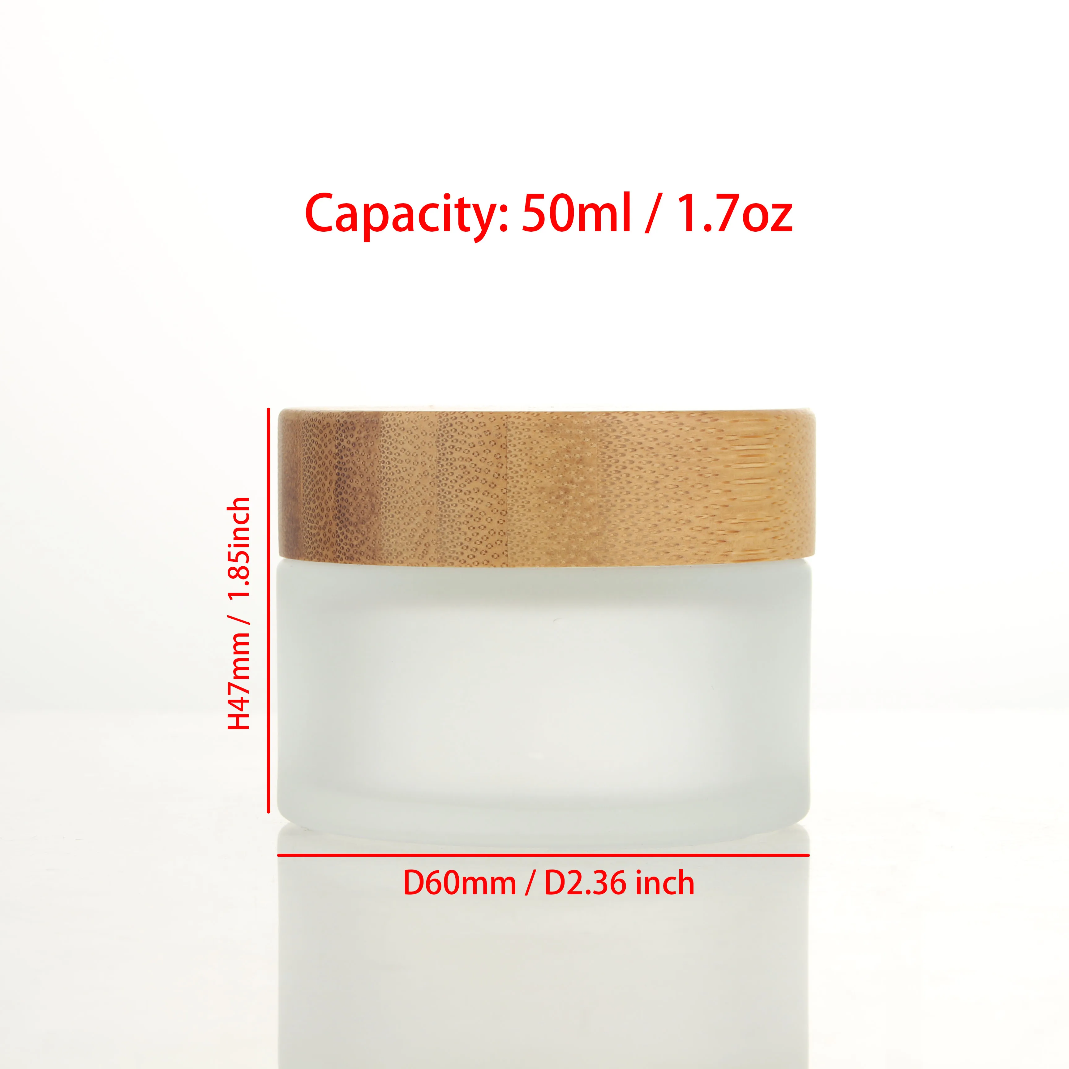 1/6PCS 50ML Bamboo Lid Empty Jars Frosted Glass Cream Jar Cosmetic Container Makeup Lotion Cream Jar Bottle with Wood Grain Lid
