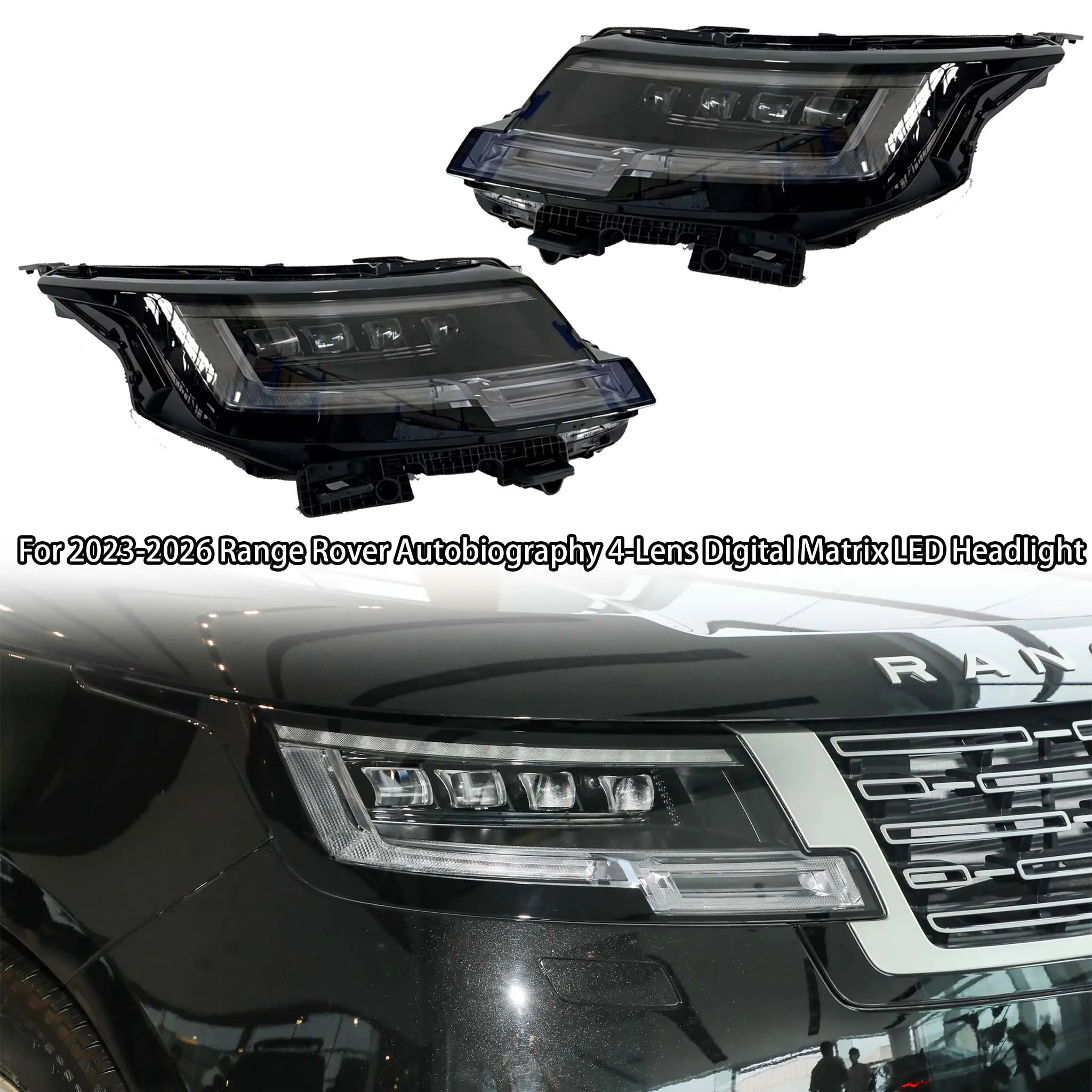 For 2023-2026 Range Rover Autobiography 4-Lens Digital Matrix LED Headlight Assembly, Front Headlamp Replacement Part