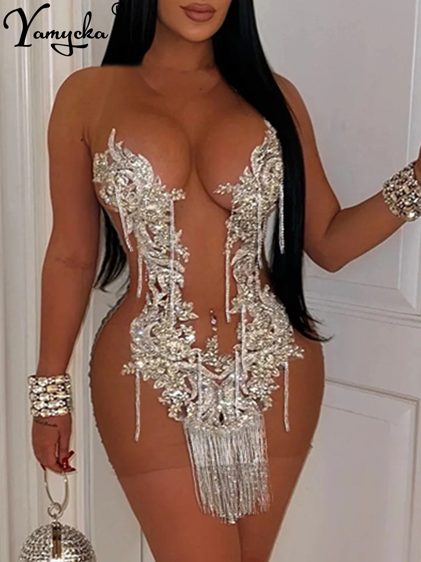 Seksowna przezroczysta siateczka mini cekinowa letnia sukienka damska eleganckie bodycon klubowe sukienki na przyjęcie urodzinowe krótkie sukienki wieczorowe Vestidos