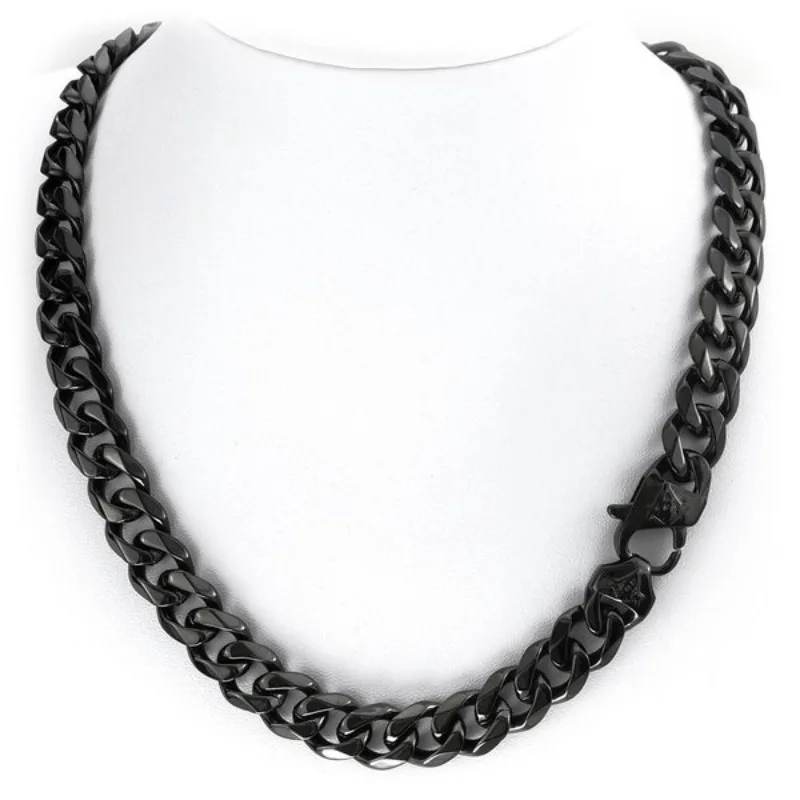 

Masonic Chain Mens All Polished Stainless Steel Necklace Black Vacuum Plating Length 50-90cm Width 13mm