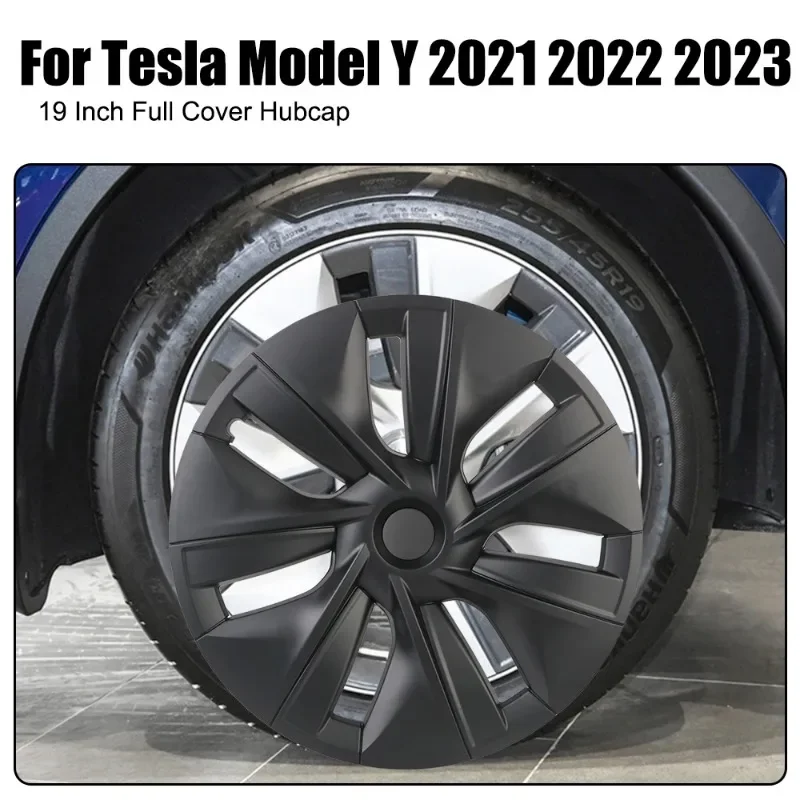 Kołpak piasty koła samochodowego DIY 19-calowy kołpak z pełną osłoną z włókna węglowego Dekoracyjne akcesoria samochodowe do Tesla Model Y 2021 2022