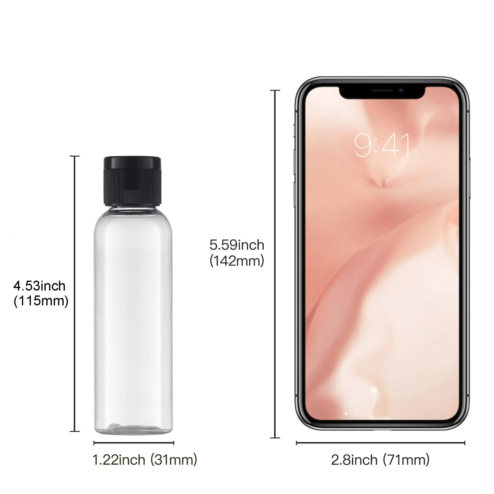 10 PCS Travel Bottles Empty 2oz , Plastic 60ML Cosmetic Container, TSA Amber Squeeze Bottle for Shampoo/ Conditioner/Shower Gel