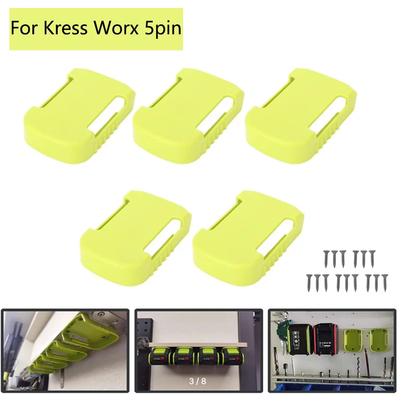 

Для Worx для Kress 5-контактный аккумулятор 20 В, 5 шт., подставка для литий-ионного аккумулятора, фиксированный кронштейн, монтажная база, стойка для дисплея, пряжка для ремня