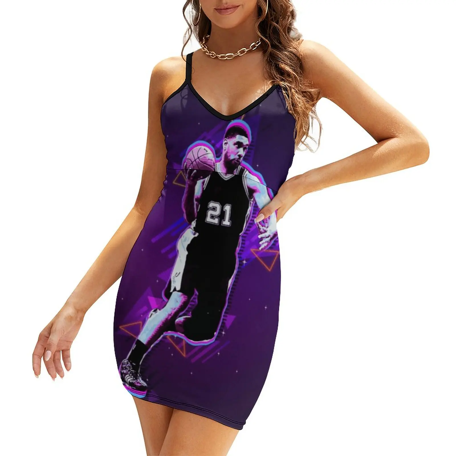 

Timss And Duncanss 2023 Basketball Stars (4) Women's Sling Dress Novelty Sexy Woman's Gown Humor Graphic Parties Strappy Dress