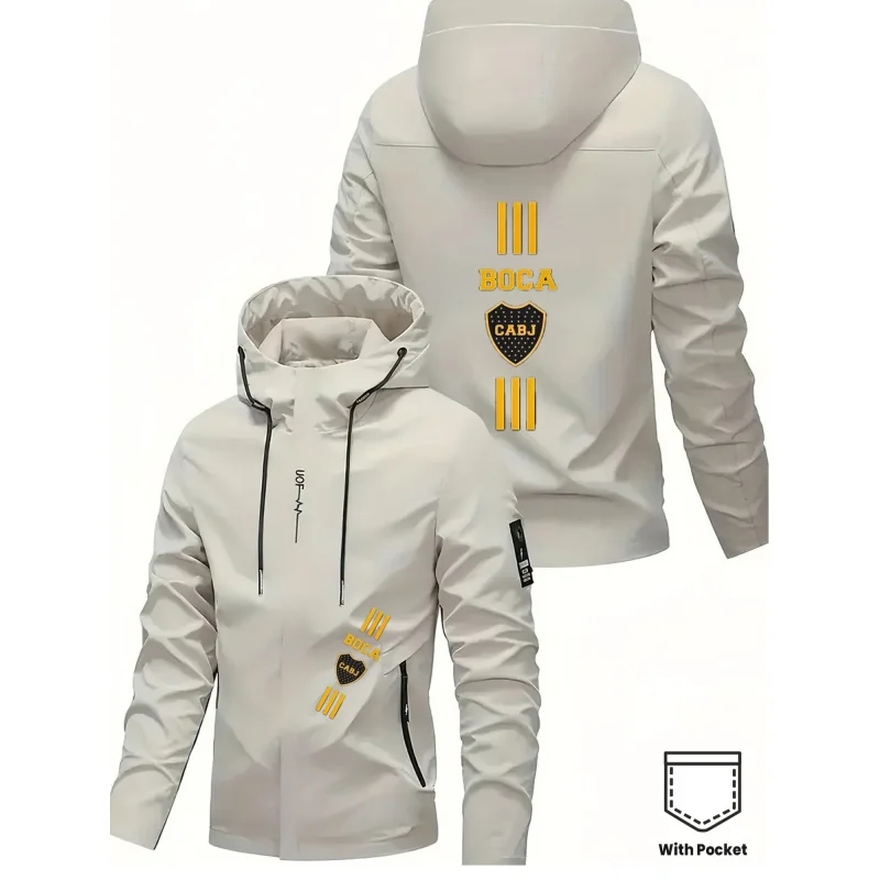 

Весенне-осенняя мужская модная куртка с логотипом BOCALogo, повседневная, прочная, ветрозащитная, для активного отдыха, походов, велоспорта, с модным принтом.