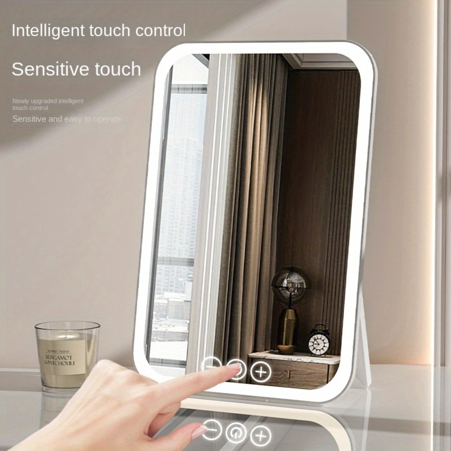 Foldable, Rechargeable Portable Fill Light Mirror for Internet Celebrities - Control Beauty Mirror with Adjustable Brightness