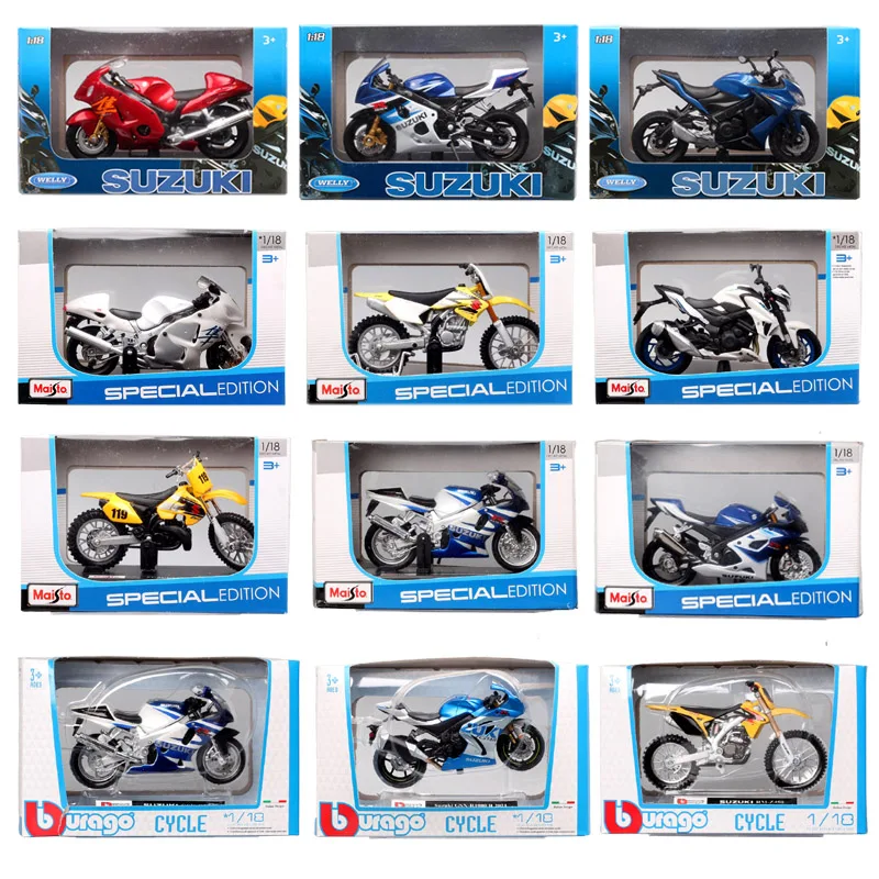 

Масштаб 1:18 Maisto Suzuki GSX R750 Gixxer R1000R RM250 RMZ 250 450 S1000F GSX1300R Hayabusa S750 ABS Модель велосипеда Игрушечный мотоцикл