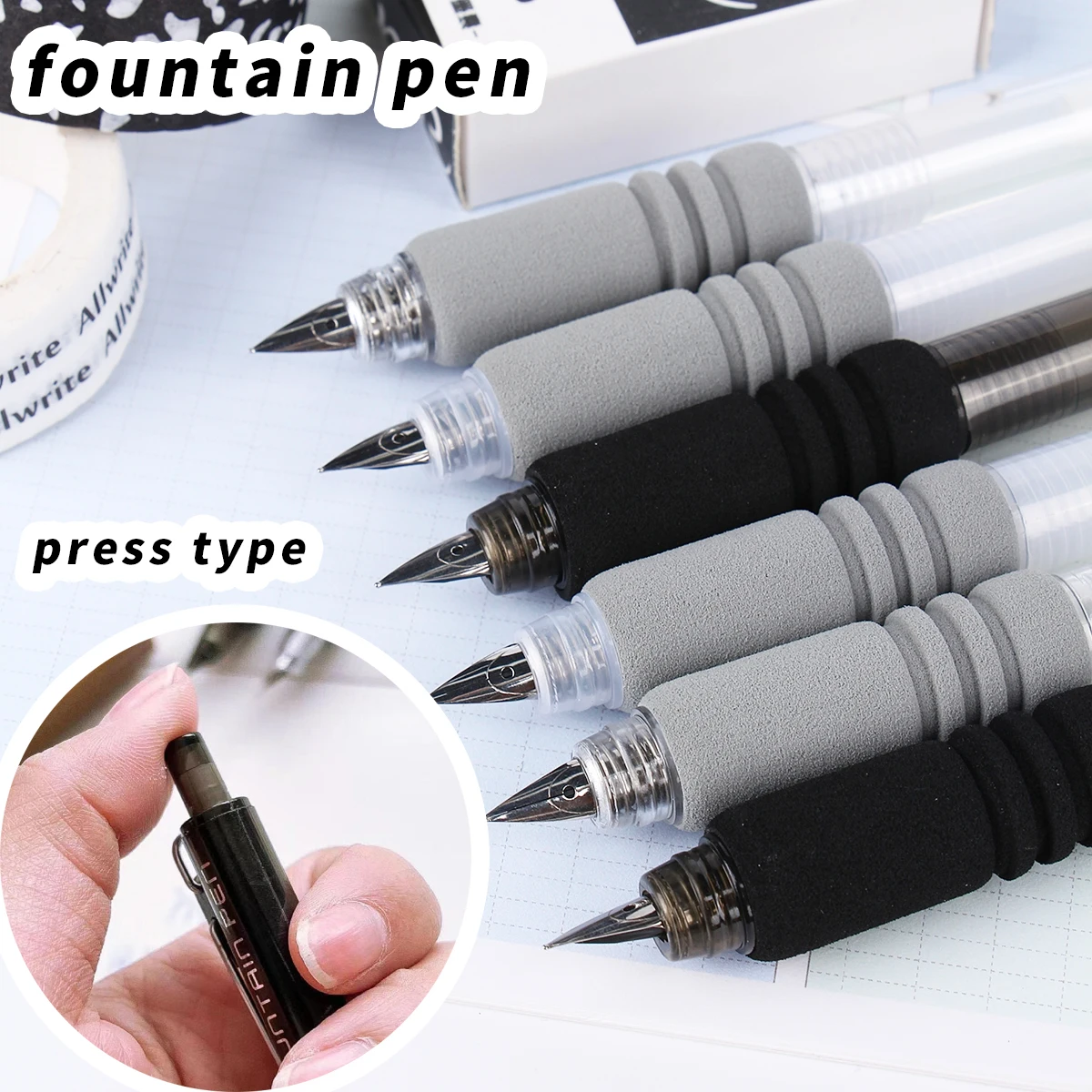 1pcs Simplicity Fountain Pen Press Type Ink Pen Retractable 0.38 Nib Luxury Student Stationery Office School Supplies Gifts