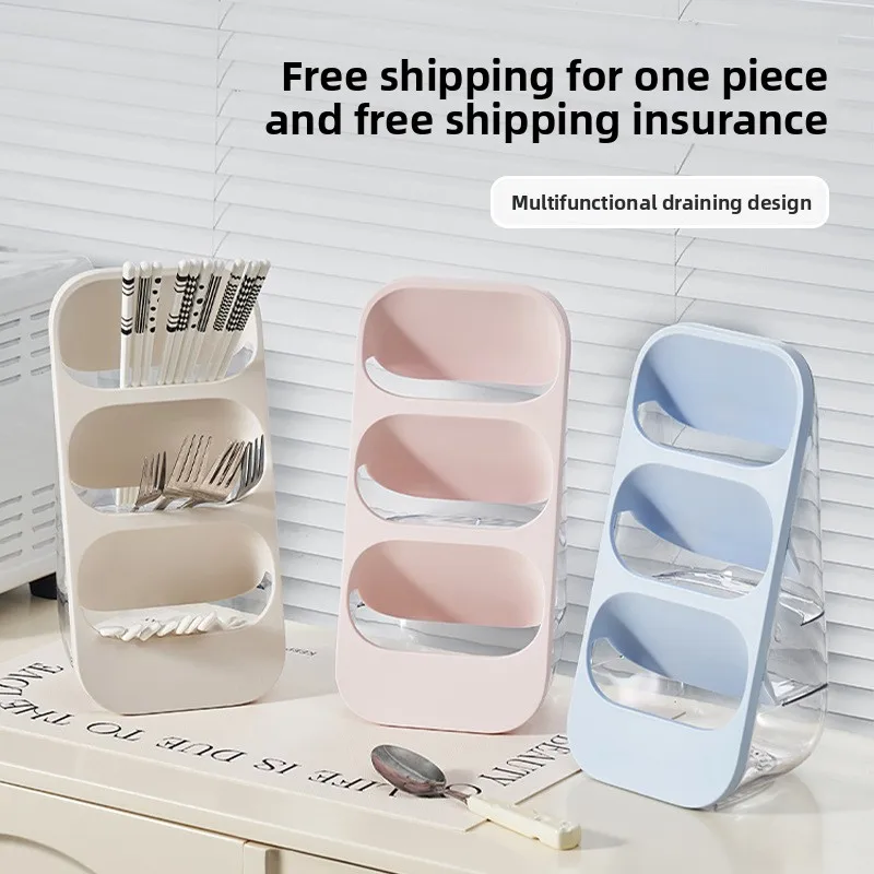 

Multifunctional diagonal plug-in spoon Chopsticks drain rack Large capacity plastic desktop counter Kitchen rack