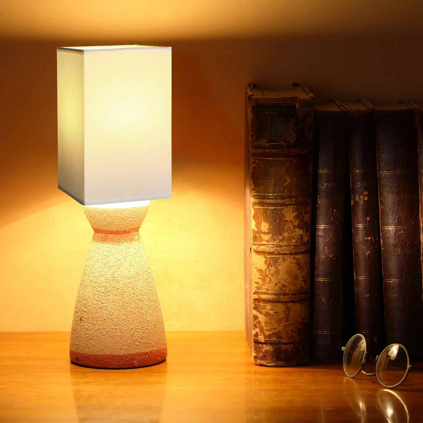 

White Square Lampshade E27 Table Rectangle Light Covers Cloth Iron Material Bedroom Living Room Study Office Replacement