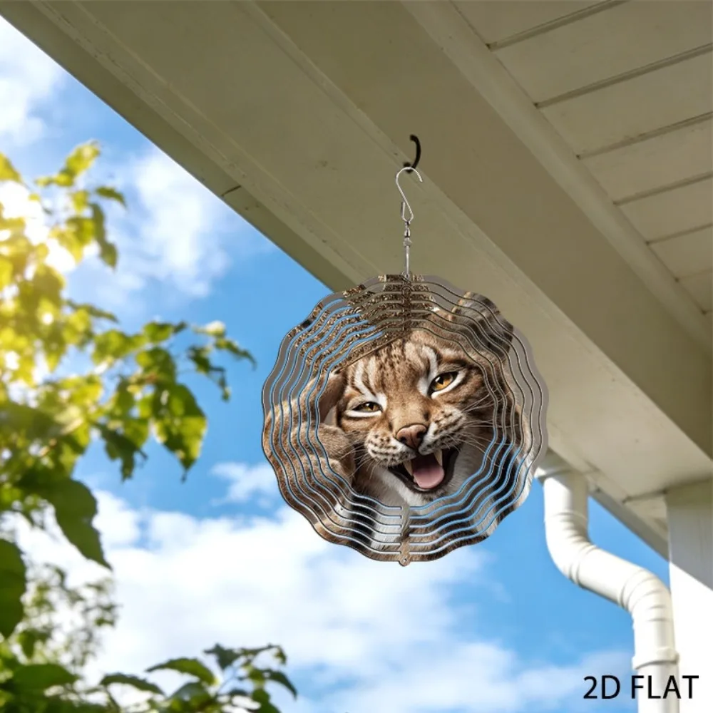 Elegant Metal Wind Chimes Ocelot Crystal Crown Garden Art Unique 9.8in Iron Decor