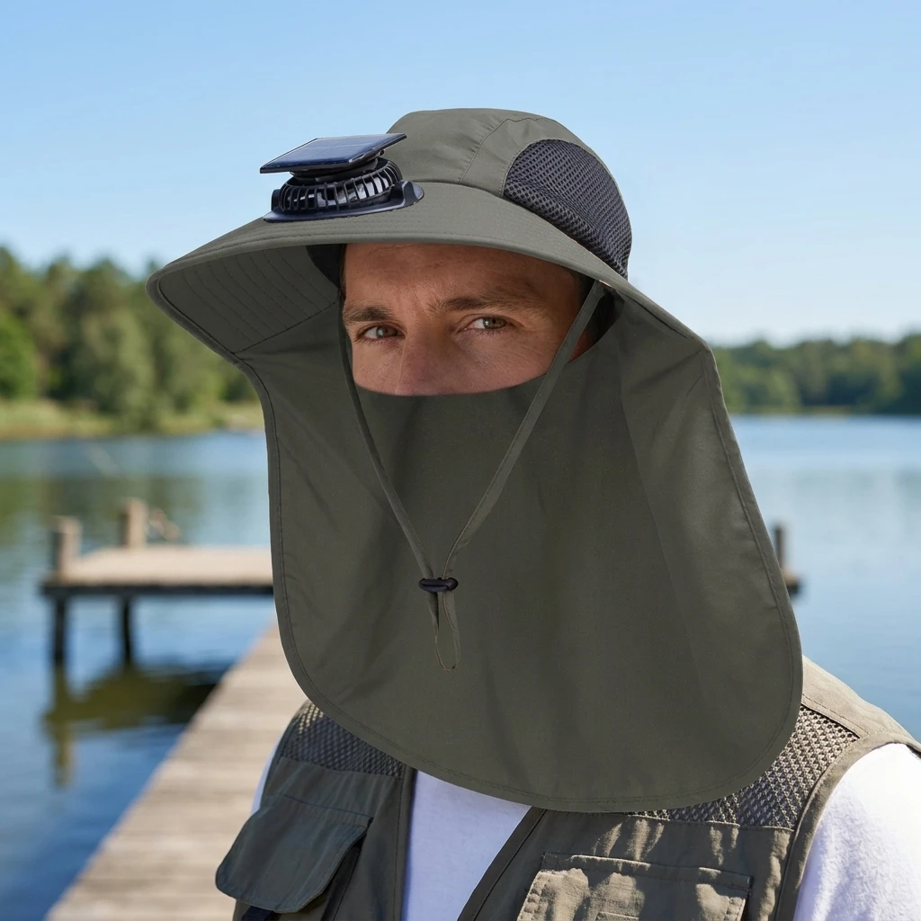 Solar Fan Hat Solar Powered Cooling Cap With Built In Fans Breathable Mesh Uv Protection Sun Hat For Fishing Hiking Outdoor