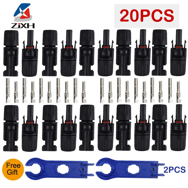 200/100/40/20/10/5 Stück DC-Solarstecker 1000V30A Panel Stecker IP67 wasserdichtes Anschlüsse-Set für PV/MC-Kabel 2,5/4/6mm2