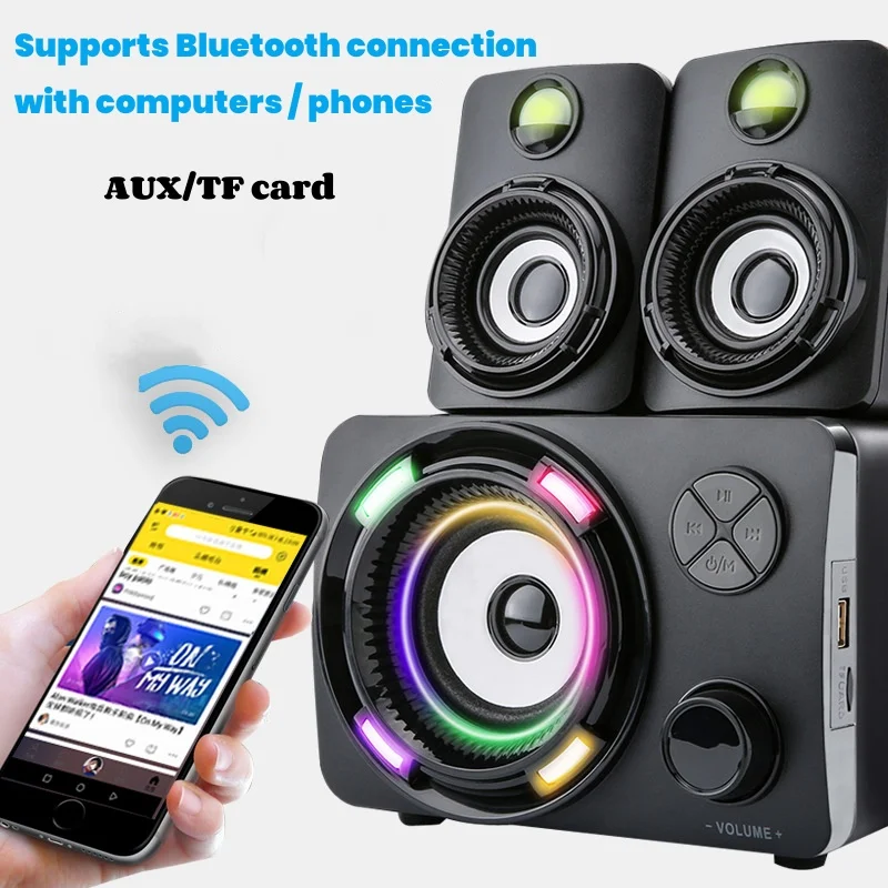 Cool Computer Notebook Audience Bluetooth Speaker Desktop Audio Home Office USB Wired Sound Box Laptop 2.1 RGB Gaming Speakers