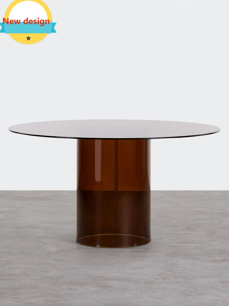 

Yingyue стеклянный круглый обеденный стол простое украшение пространство с коричневым деловым простом легкий стол b567