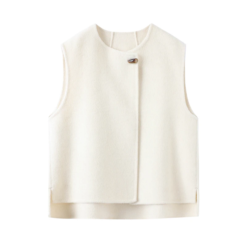 WinvyNee New Winter Short Women's Woolen White Vests O Neck Wool Solid Coats Fashion British Woolen Tank Coat for Women H1643003