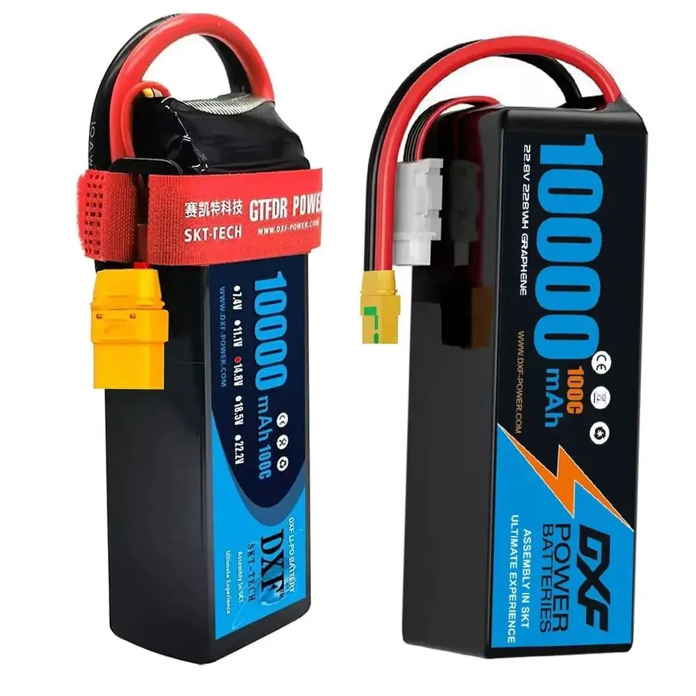 Batteria Lipo DXF 6S 22.2V 22.8V 100C 10000mAh Batteria Lipo con spina XT90 Batteria con custodia rigida per elicottero RC Drone UAV FPV Barca
