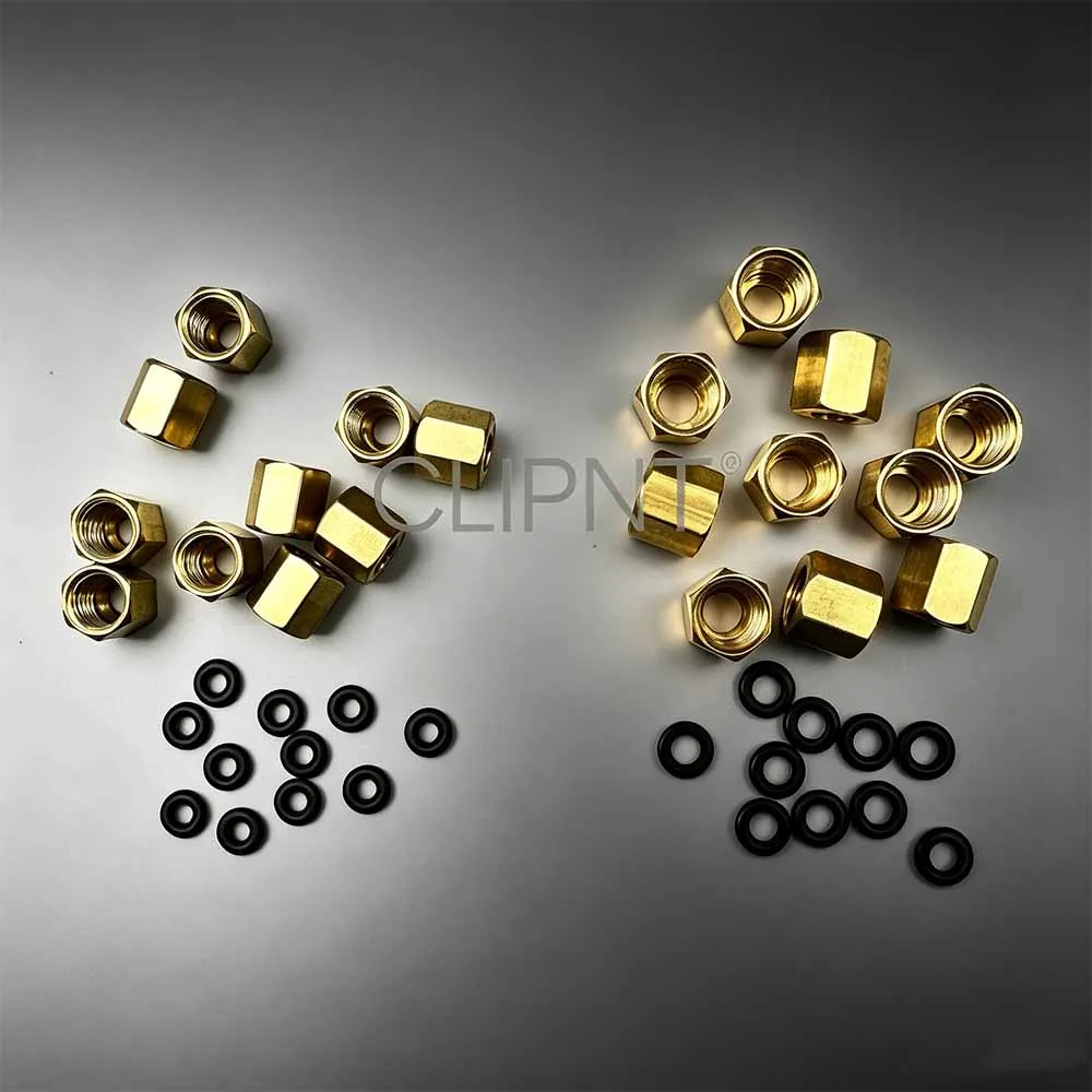 20PCS Ink Damper Copper Nut with Rubber Ring for DX4 DX5 XP600 Printhead Plotter Printer 3*2mm 4*3mm Ink Tube Connector Adapter